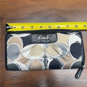 Coach Neutral Circle Print Zip Wallet in Black, Tan, Cream, Gray
